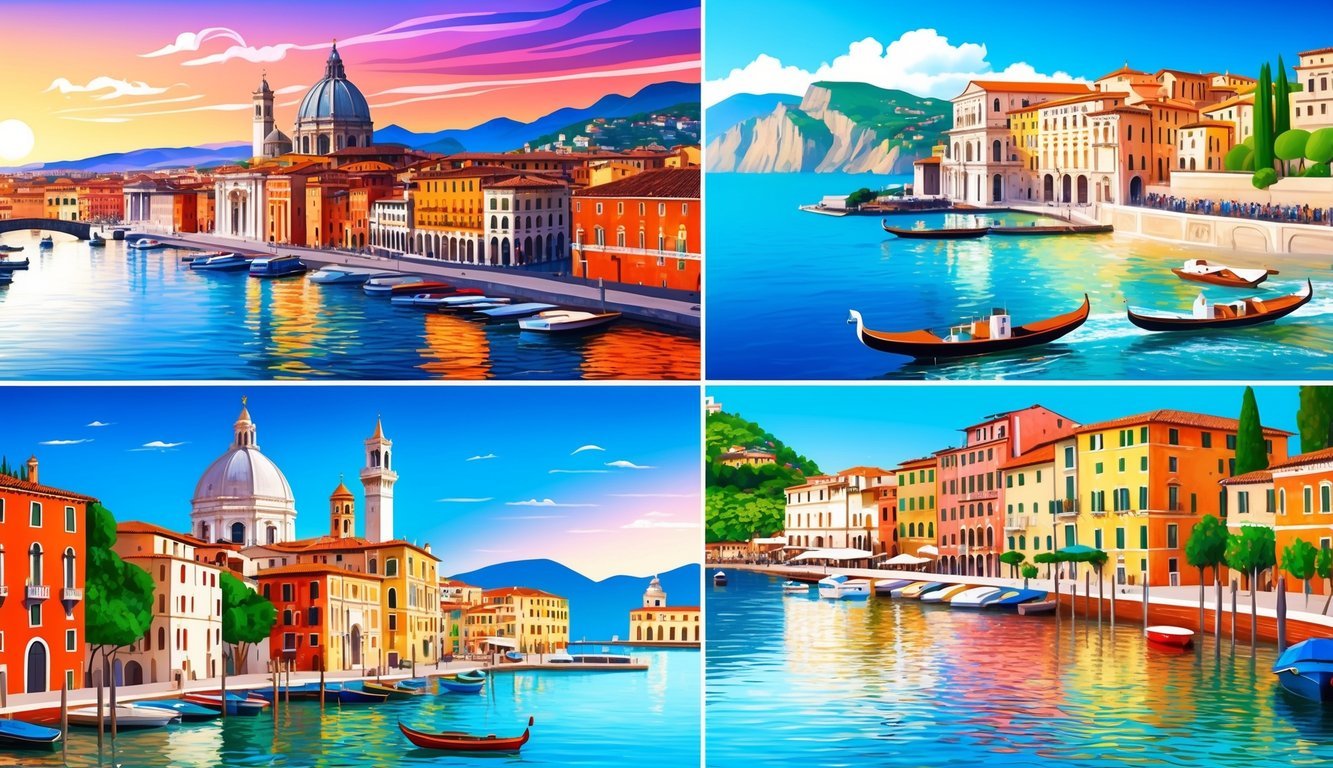 Vibrant Italian landmarks in Rome, Florence, Venice, and the Amalfi Coast