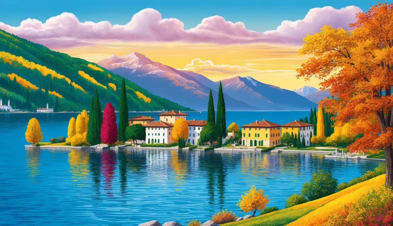 The seven picturesque lakes in Italy offer stunning views year-round, with vibrant colors in spring and fall foliage in autumn